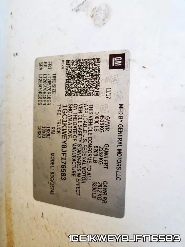 1GC1KWEY8JF176583 фото 2