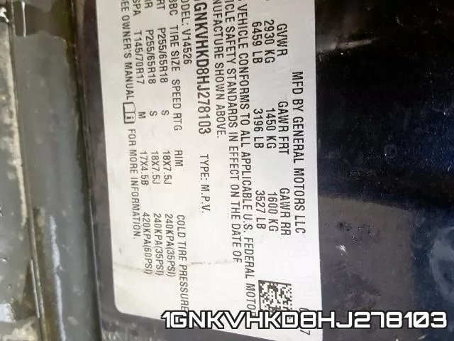 1GNKVHKD8HJ278103 фото 2