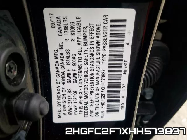2HGFC2F7XHH573837 фото 2