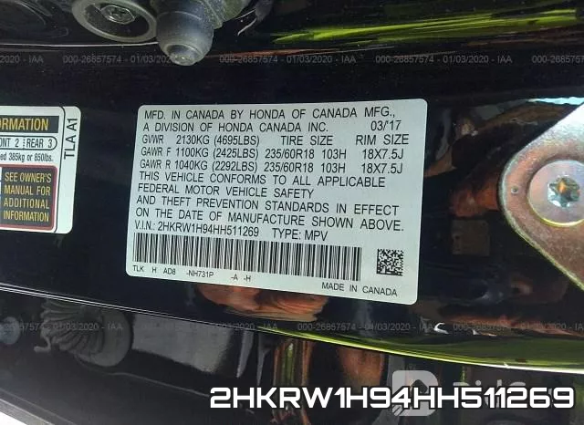 2HKRW1H94HH511269 фото 8