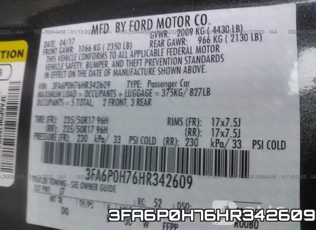 3FA6P0H76HR342609 фото 7