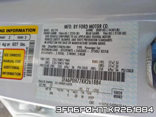 3FA6P0H77KR261884 фото 2