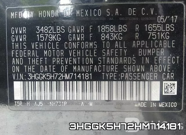 3HGGK5H72HM714181 фото 7