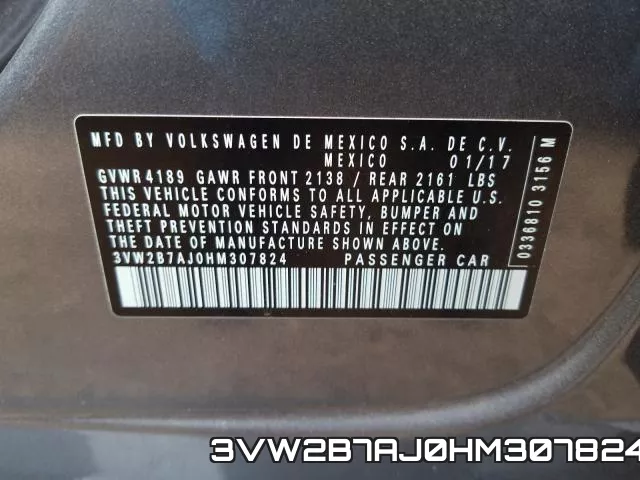 3VW2B7AJ0HM307824 фото 2