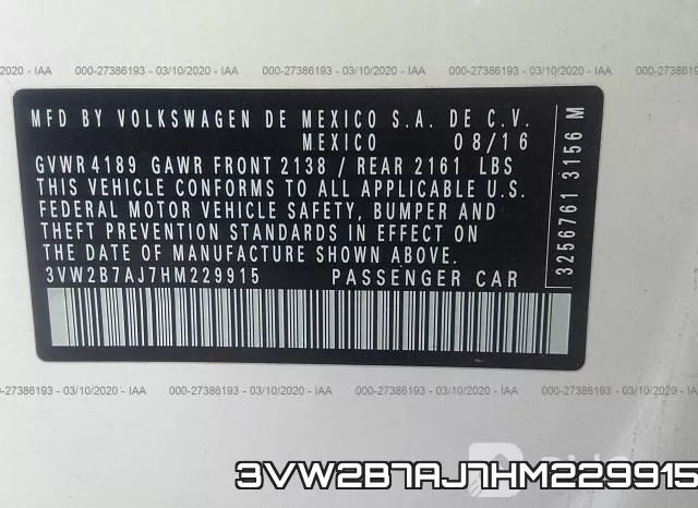 3VW2B7AJ7HM229915 фото 9