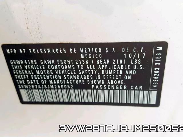 3VW2B7AJ8JM250052 фото 2