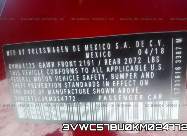 3VWC57BU0KM024772 фото 9
