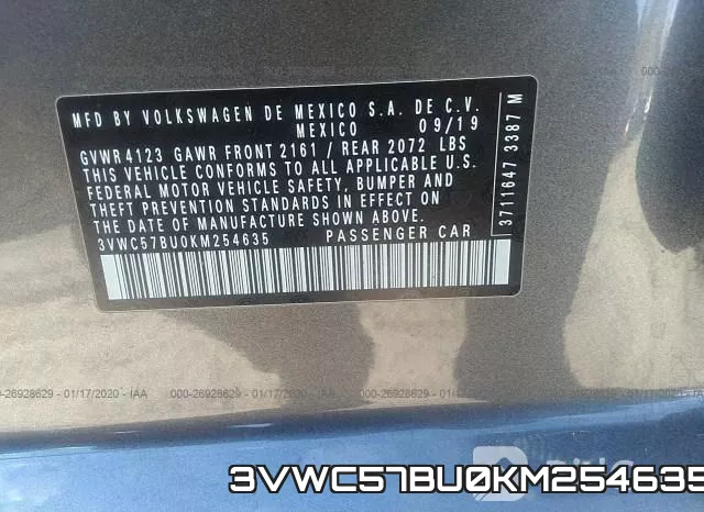 3VWC57BU0KM254635 фото 9