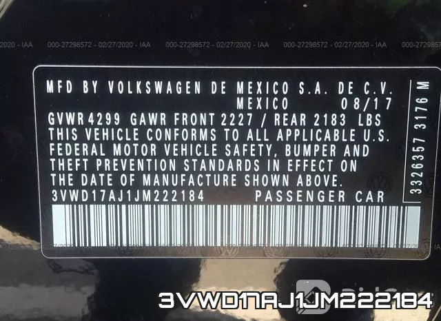 3VWD17AJ1JM222184 фото 8