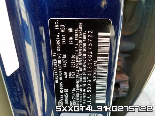 5XXGT4L31KG275722 фото 2