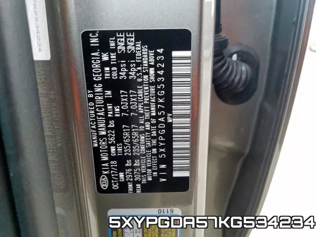 5XYPGDA57KG534234 фото 2