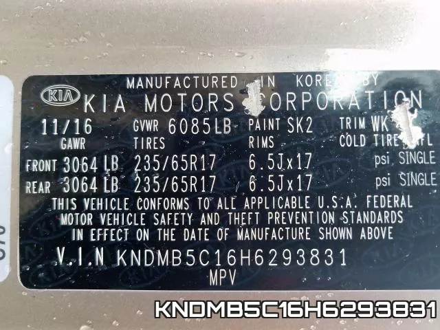 KNDMB5C16H6293831 фото 2