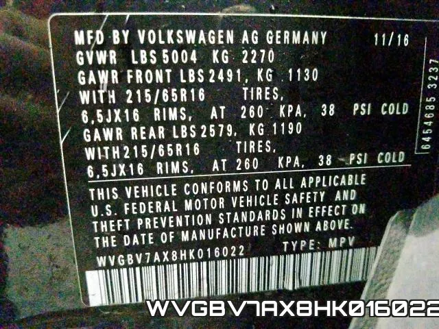 WVGBV7AX8HK016022 фото 2