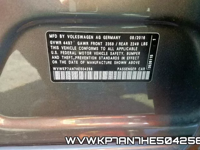 WVWKP7AN7HE504258 фото 2