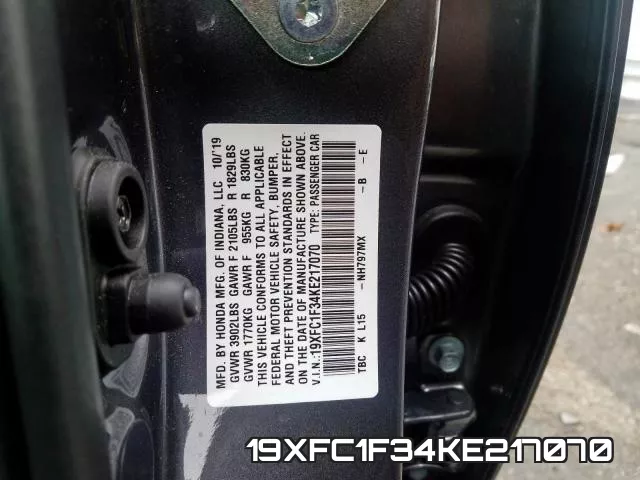 19XFC1F34KE217070 фото 2