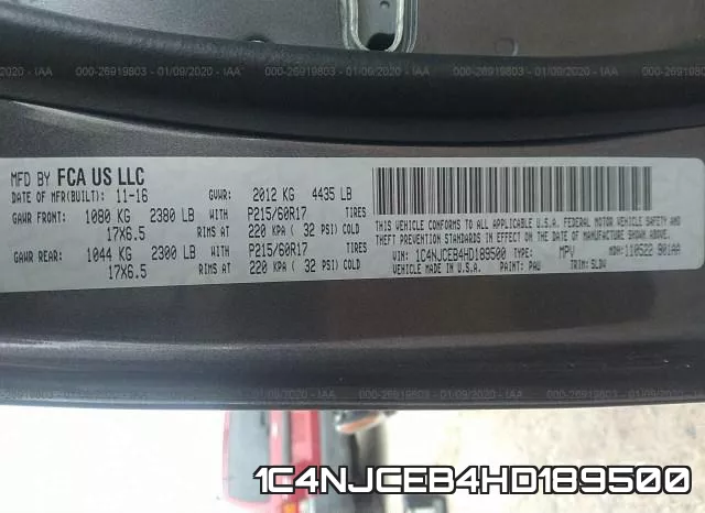 1C4NJCEB4HD189500 фото 8