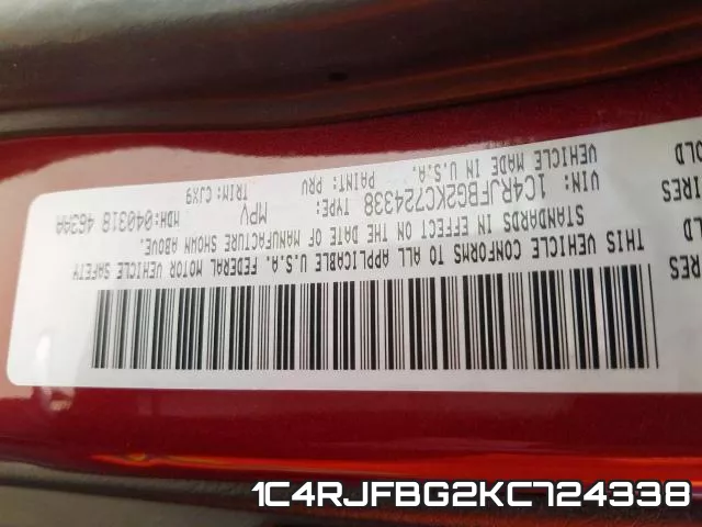 1C4RJFBG2KC724338 фото 2