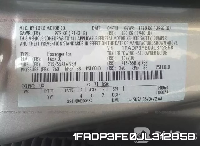 1FADP3FE0JL312858 фото 9