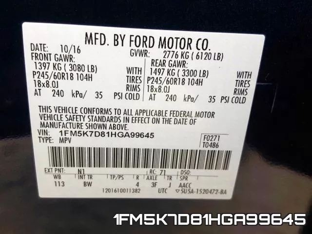 1FM5K7D81HGA99645 фото 2