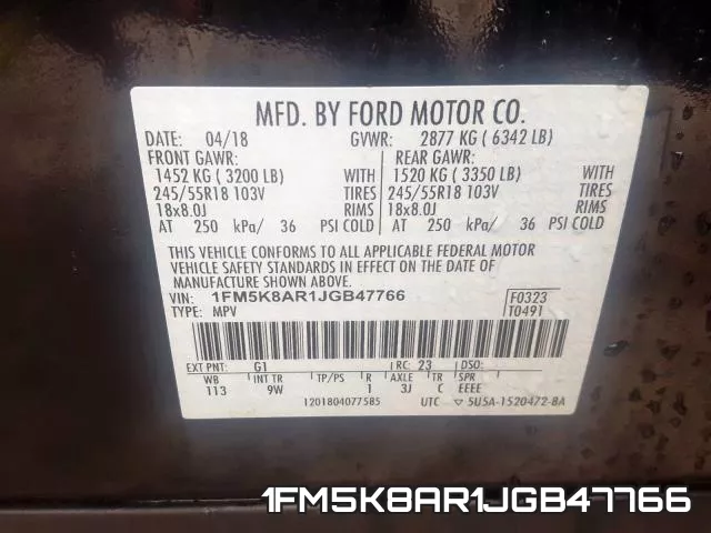 1FM5K8AR1JGB47766 фото 2