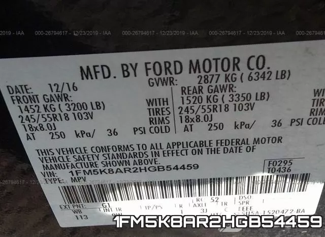 1FM5K8AR2HGB54459 фото 8