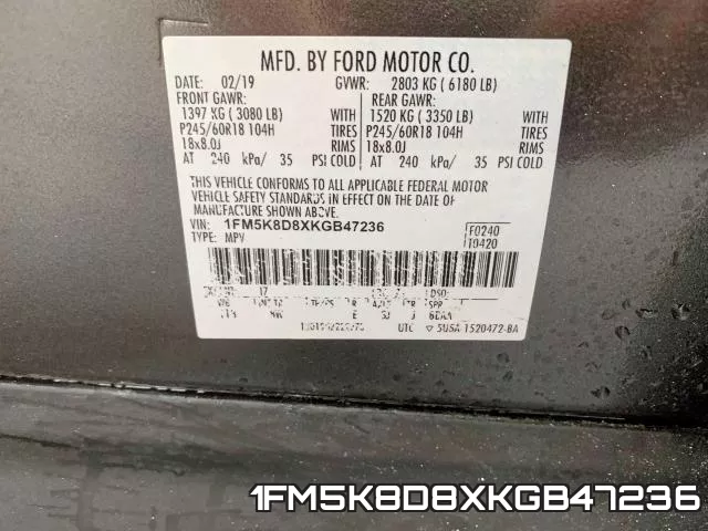 1FM5K8D8XKGB47236 фото 2