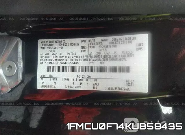1FMCU0F74KUB58435 фото 10