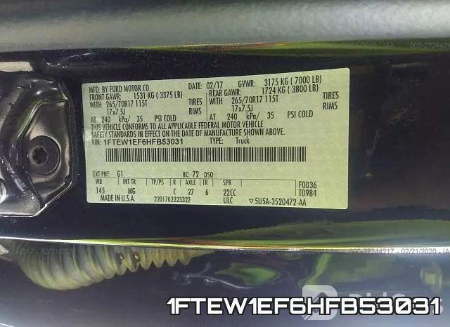 1FTEW1EF6HFB53031 фото 7