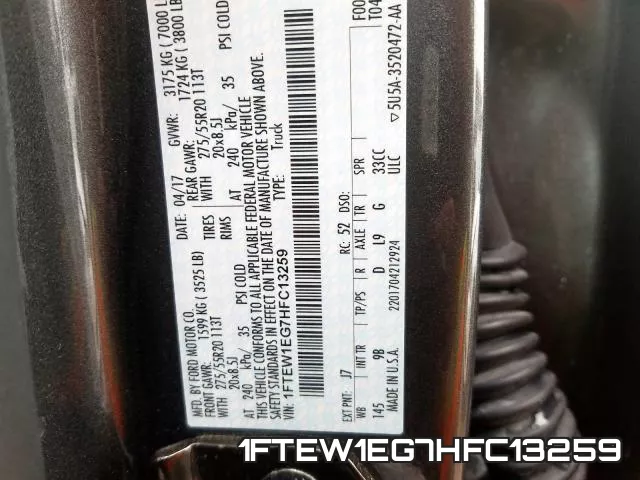 1FTEW1EG7HFC13259 фото 2