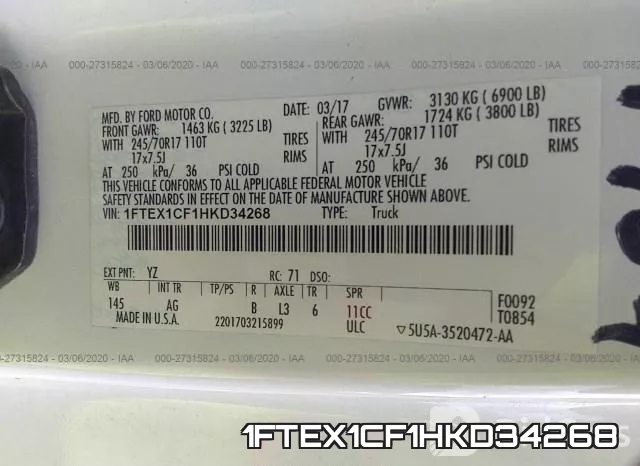 1FTEX1CF1HKD34268 фото 7
