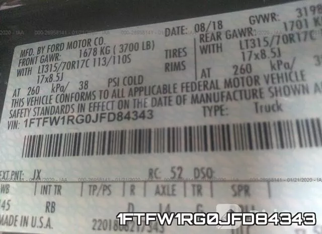1FTFW1RG0JFD84343 фото 8