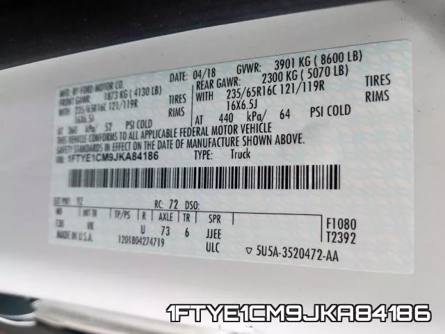 1FTYE1CM9JKA84186 фото 2
