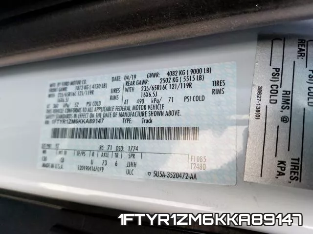 1FTYR1ZM6KKA89147 фото 2