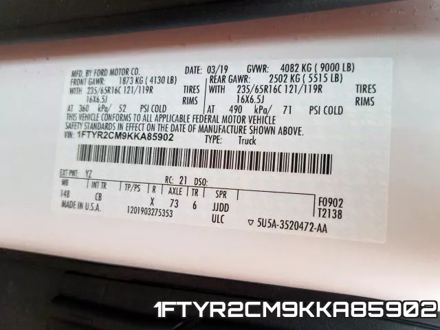 1FTYR2CM9KKA85902 фото 2