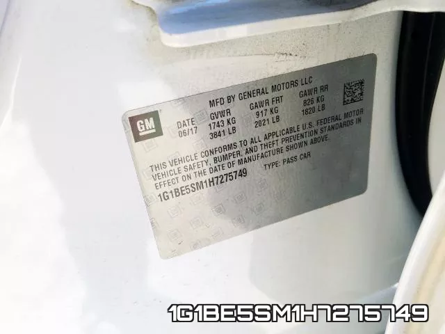 1G1BE5SM1H7275749 фото 2