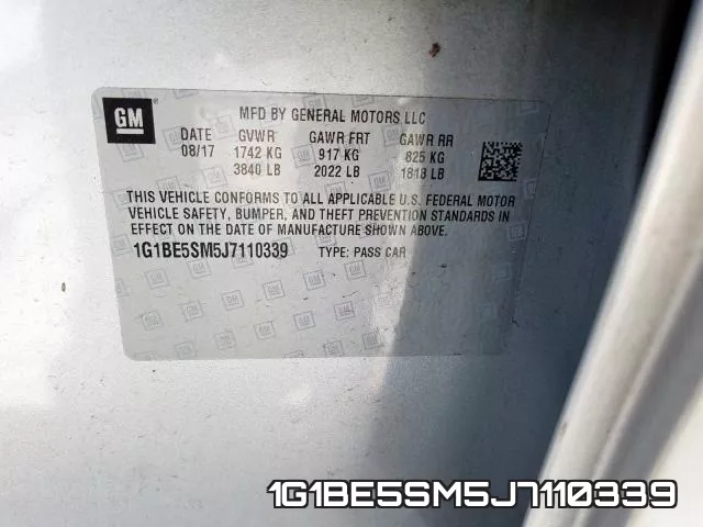 1G1BE5SM5J7110339 фото 2