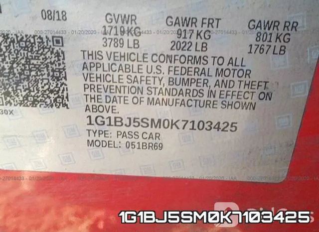 1G1BJ5SM0K7103425 фото 9