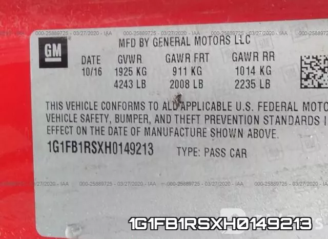 1G1FB1RSXH0149213 фото 7