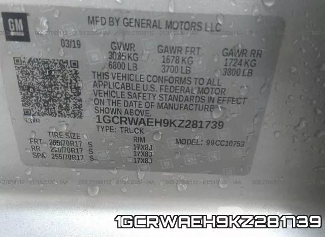 1GCRWAEH9KZ281739 фото 8