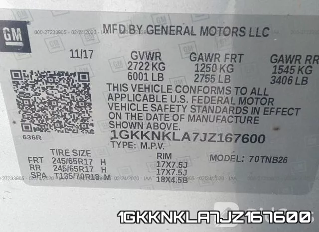 1GKKNKLA7JZ167600 фото 10