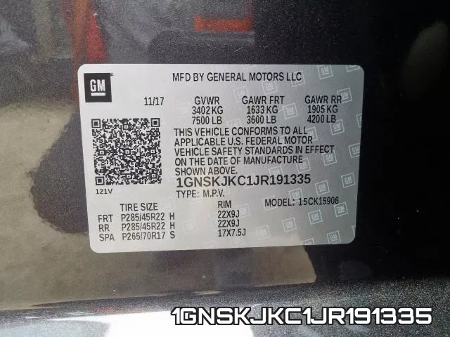 1GNSKJKC1JR191335 фото 2