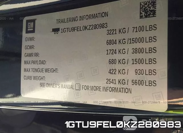 1GTU9FEL0KZ280983 фото 8