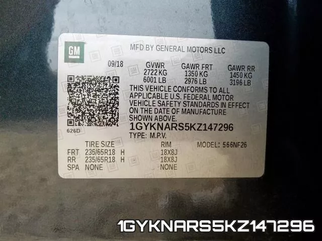 1GYKNARS5KZ147296 фото 2