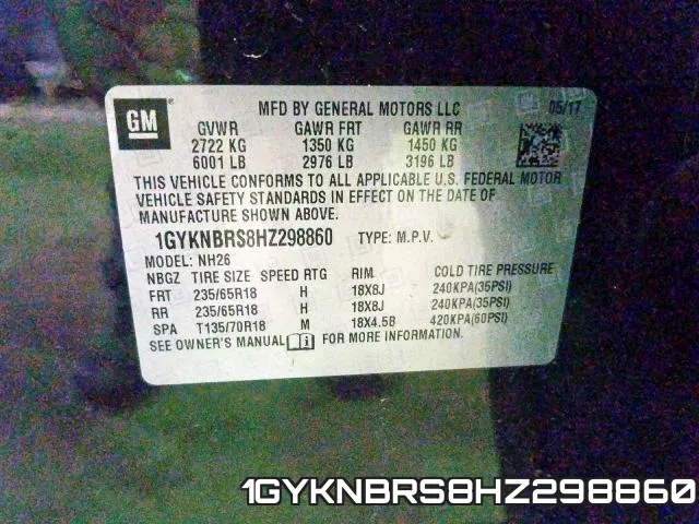 1GYKNBRS8HZ298860 фото 2