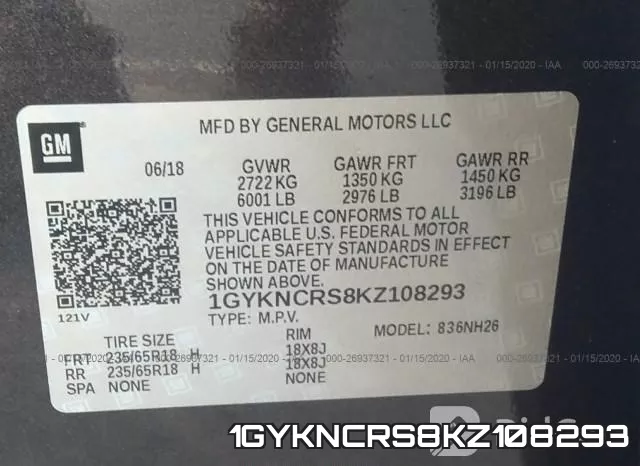 1GYKNCRS8KZ108293 фото 7