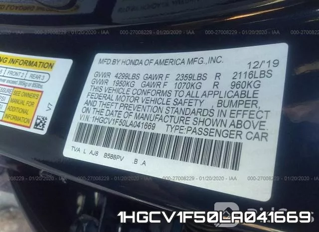 1HGCV1F50LA041669 фото 8