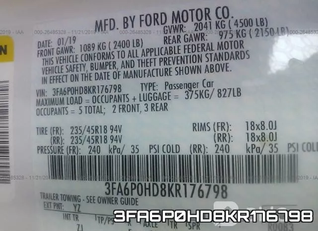 3FA6P0HD8KR176798 фото 8