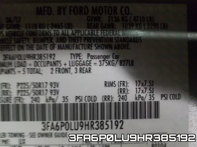 3FA6P0LU9HR385192 фото 2