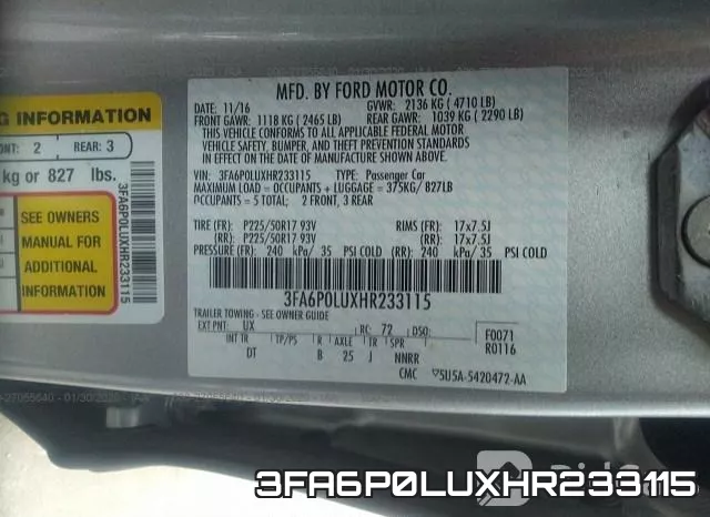 3FA6P0LUXHR233115 фото 4