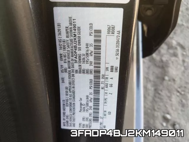3FADP4BJ2KM149011 фото 2